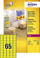 Etiket A4  38x 21mm Avery L7651Y-100 ds/6500 neon geel