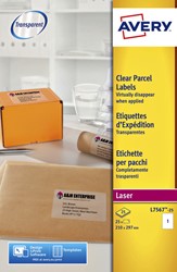 Etiket A4 210x297mm Avery L7567-25 transparant ds/25 