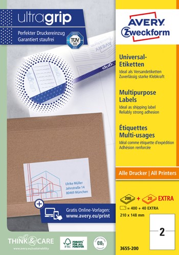 Etiket A4 210x148mm 3655-200 ds/400