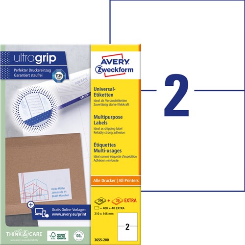 Etiket A4 210x148mm 3655-200 ds/400-2