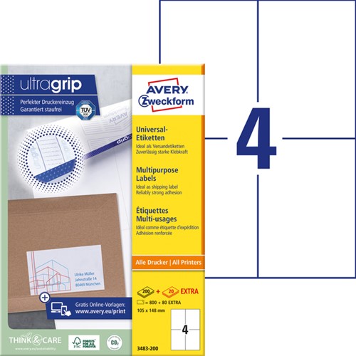 Etiket A4 105x148mm 3483-200 ds/800-2