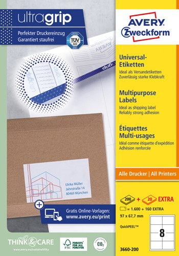 Etiket A4  97x 67,7mm 3660 ds/1600