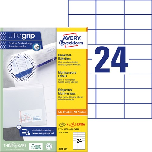 Etiket A4  70x 36mm 3475-200 ds/4800-2
