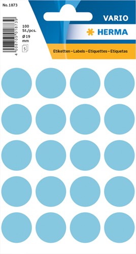 Etiket rond 19mm blauw 1873 ds/100