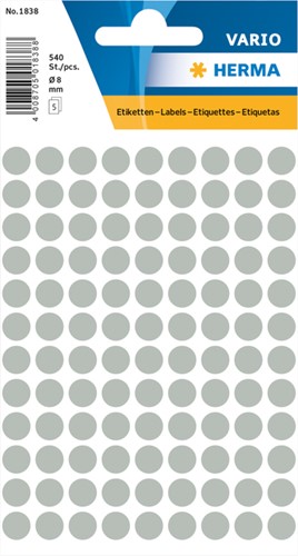 Etiket rond  8mm grijs Herma 1838 ds/540