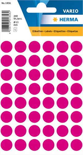 Etiket HERMA 1856 rond 13mm roze 240 stuks