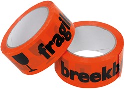 Waarschuwingstape Budget breekbaar 50mmx66m oranje/zwart