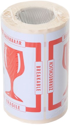 Waarschuwingsetiket Budget glas breekbaar 80mmx100m rood