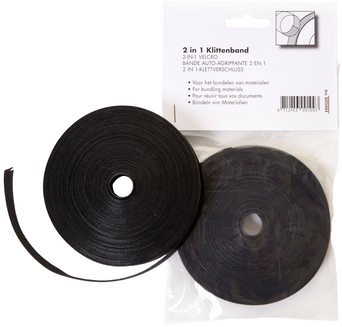 Klittenband Budget kabelbinder 2-in1 13mmx10m zwart