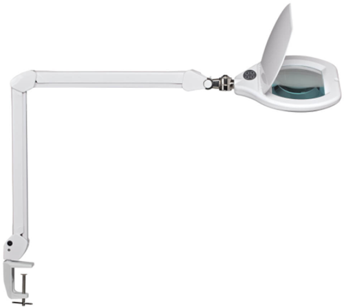 Loeplamp Maul Vitrum met tafellamp wit