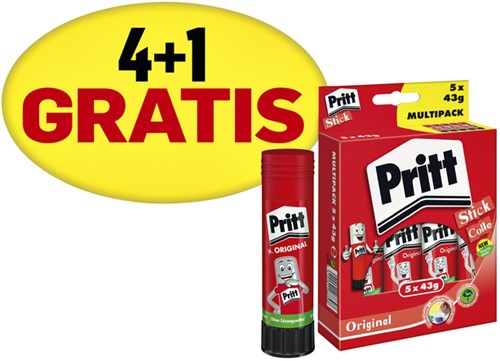 Lijmstift Pritt groot 43gram promopack 4 + 1 gratis