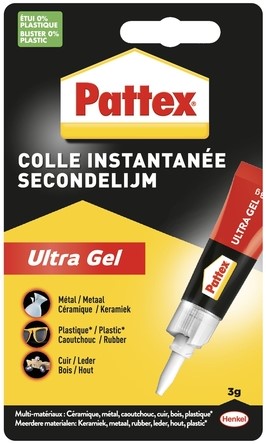 Secondelijm Pattex ultra gel tube 3gram op blister