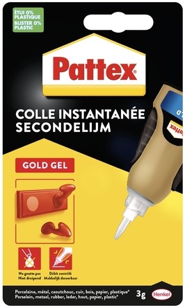 Secondelijm Pattex Gold gel tube 3gram op blister