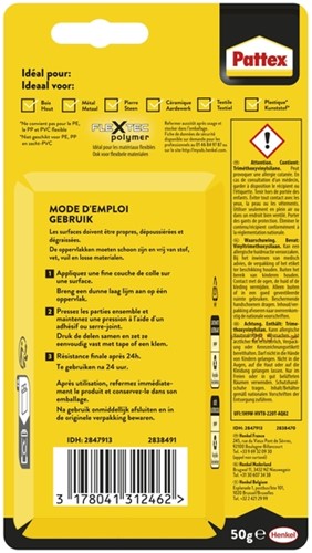 Lijm Pattex 100% tube 50gram op blister-3