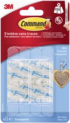 Bevestigingsstrip Command 3M 17006CLR mini haken 225gram pk/6