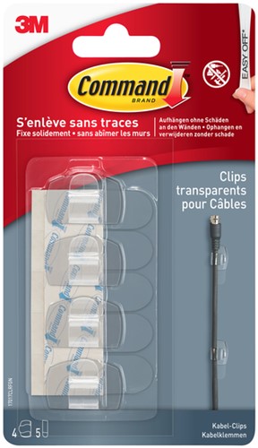 Bevestigingsstrip Command 3M 17017CLR kabelclips rond pk/4