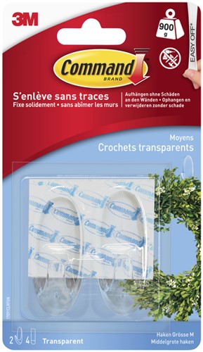 Bevestigingsstrip Command 3M 17091CLR ovale haken 900gram pk/2-2