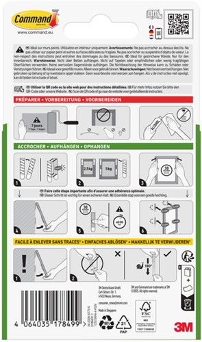 Bevestigingsstrip Command 3M 17207C 5.4kg wit-3
