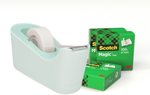 Plakbandhouder Scotch C18 met 4 rolletjes 19mmx33m mint