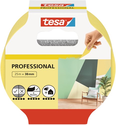 Afplaktape 38mmx25m Tesa precision indoor