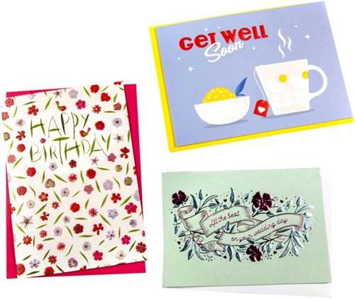Wenskaart navulset Paperclip Engels assorti pk/6
