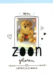 Wenskaart navulset Paperclip geboorte zoon pk/6