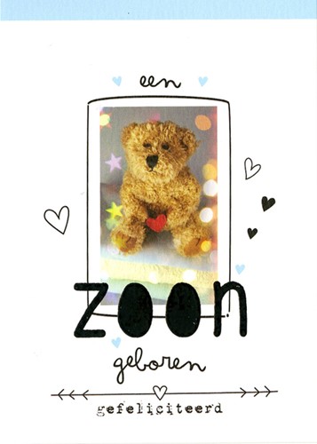 Wenskaart navulset Paperclip geboorte zoon pk/6