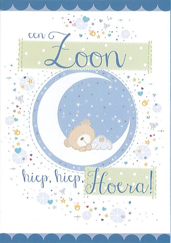 Wenskaart navulset Paperclip geboorte zoon pk/6-3