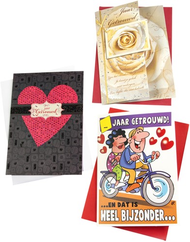 Wenskaart navulset Paperclip getrouwd pk/6