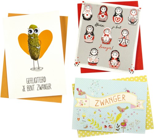 Wenskaart navulset Paperclip zwanger pk/6
