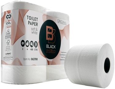 Toiletpapier Satino black 2-laags 400v wit pk/4