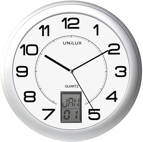Wandklok Unilux Instinct Ø30,5cm zilvergrijs