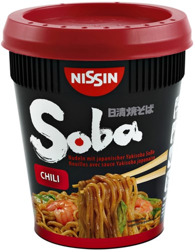 Nissin Soba Noodles chili cup doos/8
