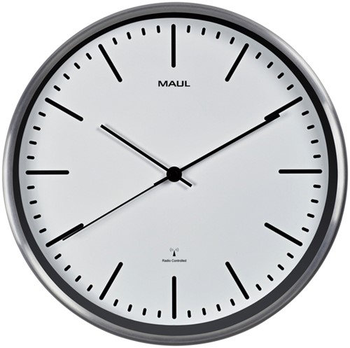Wandklok Maul Fly Ø 30.5cm wit/aluminium