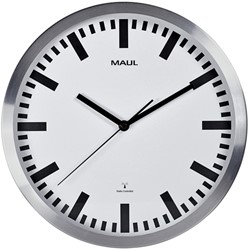Wandklok Maul Pilot Ø 30.5cm wit/aluminium