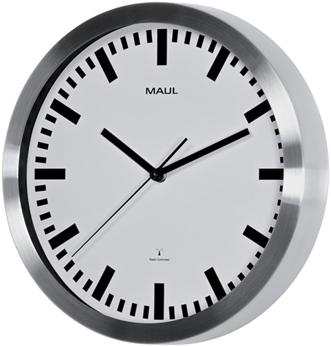 Wandklok Maul Pilot Ø 30.5cm wit/aluminium-2