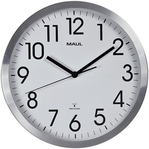 Wandklok Maul Move Ø 30.5cm wit/aluminium