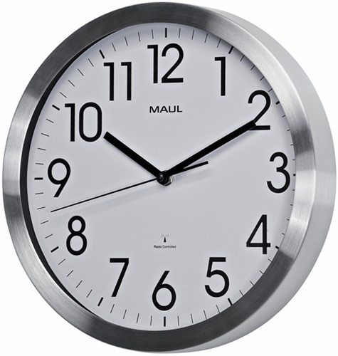 Wandklok Maul Move Ø 30.5cm wit/aluminium-2