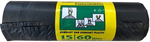 Afvalzakken Komo 60x80cm 60 ltr grijs rol/20-2