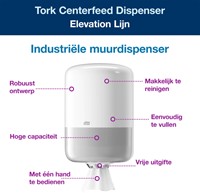 Poetspapierdispenser Tork M2 Elevation 559000 wit-2
