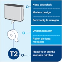 Toiletroldispenser Tork T2 mini jumbo RVS 460006-2