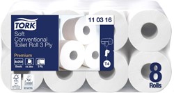 Toiletpapier Tork 3-laags wit premium 110316 pak/8