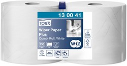 Poetsrol Tork W1 Wiping paper plus 2-laags 23,5cmx255m wit 130041 ds/2