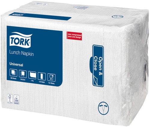 Servet Tork 33 x33 cm Universal 1-laag wit ds/500 478550