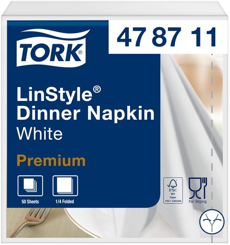 Servetten Tork 478711 LinStyle 1laags 39x39cm wit 50st.