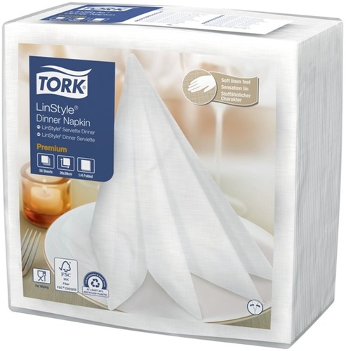 Servetten Tork 478711 LinStyle 1laags 39x39cm wit 50st.