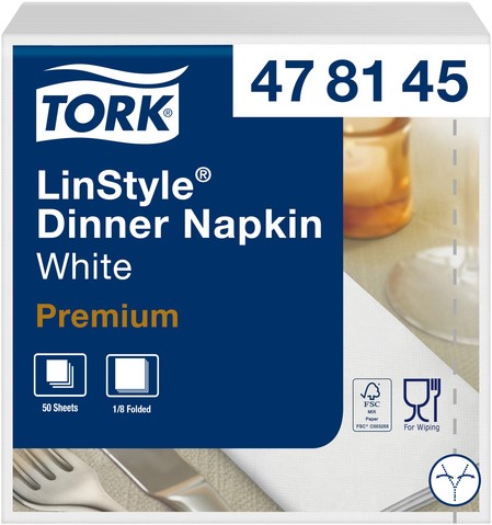 Servetten Tork 478145 LinStyle 1laags 39x39cm wit 50st.