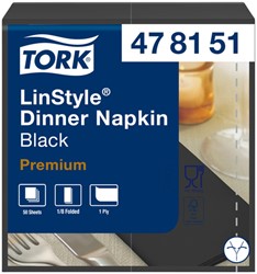 Servetten Tork 478151 LinStyle 1laags 39x39cm zwart 50st.
