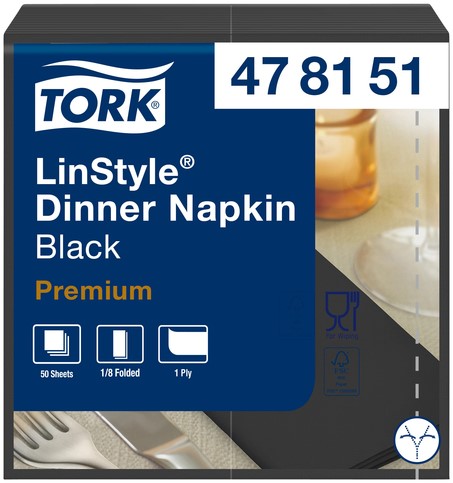 Servetten Tork 478151 LinStyle 1laags 39x39cm zwart 50st.