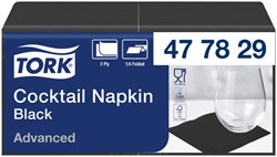 Servetten Tork 477929 Cocktail 2laags 24x24cm zwart 200st.